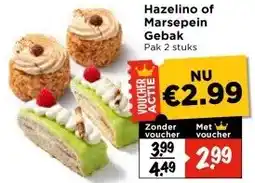 Vomar Voordeelmarkt Hazelino of Marsepein Gebak aanbieding