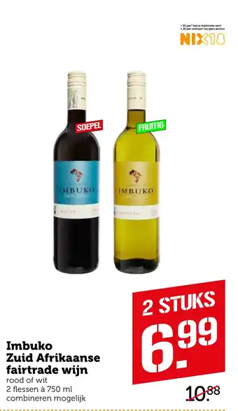 Coop Imbuko Zuid Afrikaanse fairtrade wijn 750 ml aanbieding