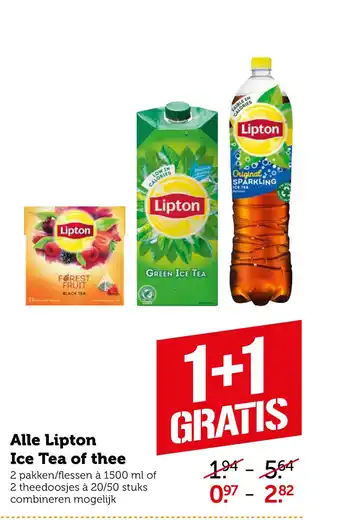 Coop Alle Lipton Ice Tea of thee 1500 ml aanbieding