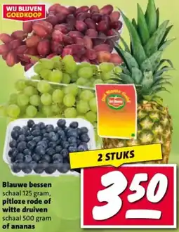 Nettorama Blauwe bessen, pitloze rode of witte druiven of ananas aanbieding