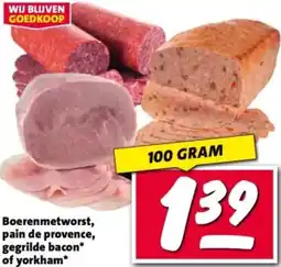 Nettorama Boerenmetworst, pain de provence, gegrilde bacon of yorkham aanbieding