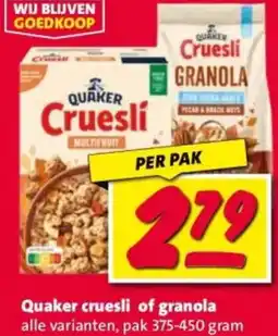 Nettorama Quaker cruesli of granola aanbieding