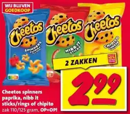 Nettorama Cheetos spinners paprika, nibb it sticks/rings of chipito aanbieding