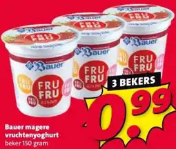 Nettorama Bauer magere vruchtenyoghurt aanbieding