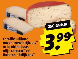 Boni Familie Nijland oude boerderijkaas of kruidenkaas olijf-tomaat of Rubens abdijkaas aanbieding