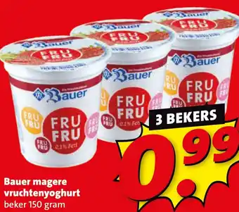 Boni Bauer magere vruchtenyoghurt aanbieding
