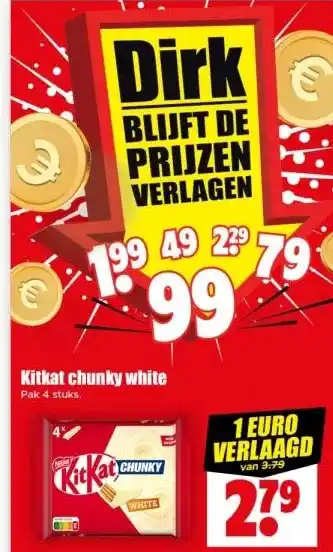 Dirk Kitkat chunky white aanbieding