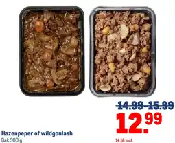 Makro Hazenpeper of wildgoulash aanbieding
