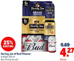 Makro Hertog Jan of Bud Pilsener aanbieding