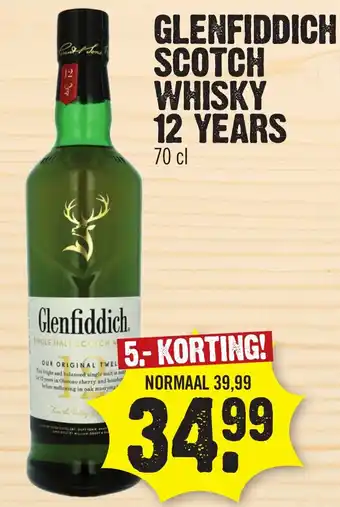 Super Dirck 3 Glenfiddich Scotch Whisky 12 years aanbieding
