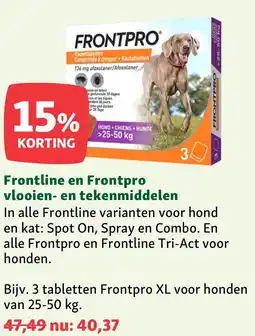Maxi Zoo Frontline en Frontpro vlooien en tekenmiddelen aanbieding