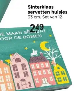 Xenos Servetten huisjes Sinterklaas - set van 12 - 33x33 cm aanbieding