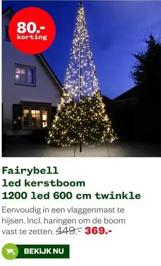 Welkoop Fairybell led kerstboom 1200 led 600 cm twinkle aanbieding
