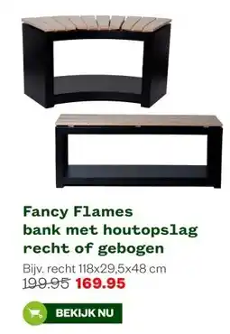 Welkoop Fancy Flames bank met houtopslag recht of gebogen aanbieding