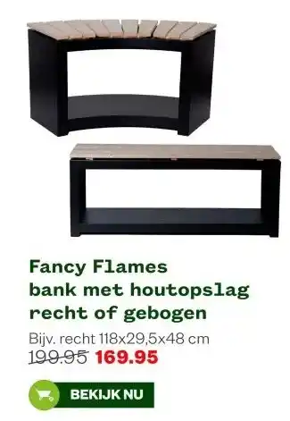 Fancy Flames bank met houtopslag recht of gebogen