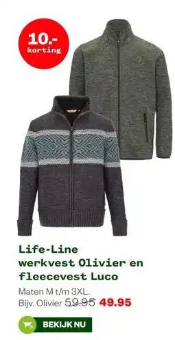 Welkoop Life-Line werkvest Olivier en fleecevest Luco aanbieding
