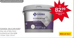 Praxis Sigma muurverf Interieur wit mat 10L aanbieding