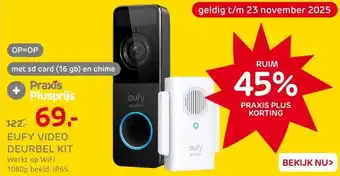 Praxis Eufy video deurbel kit wifi wit 1080p aanbieding