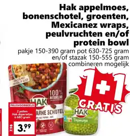 Coop Hak appelmoes, bonenschotel, groenten, Mexicanez wraps, peulvruchten en/of protein bowl aanbieding