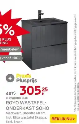 Praxis Royo Wastafelonderkast Soho 60cm - Zwart aanbieding