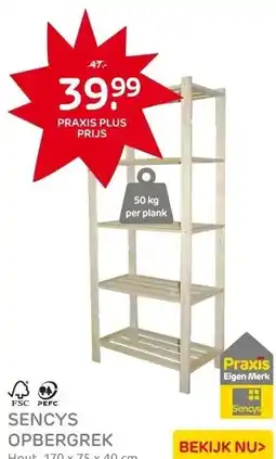 Praxis Sencys opbergrek met 5 legplanken hout aanbieding