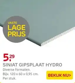 Praxis Siniat - vochtwerende gipsplaat - aanbieding