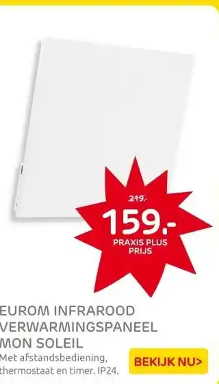 Praxis Eurom infraroodverwarmingspaneel Mon aanbieding