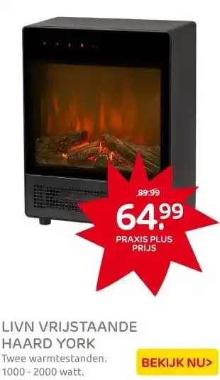 Praxis Livn vrijstaande haard York aanbieding