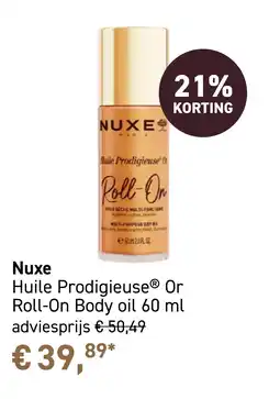 Mooi parfumerie Nuxe Huile ProdigieuseⓇ Or Roll-On Body oil 60 ml aanbieding