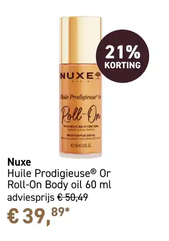 Mooi parfumerie Nuxe Huile ProdigieuseⓇ Or Roll-On Body oil 60 ml aanbieding
