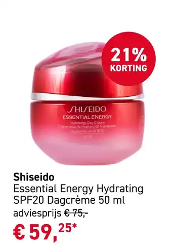 Mooi parfumerie Shiseido Essential Energy Hydrating SPF20 Dagcrème 50 ml aanbieding