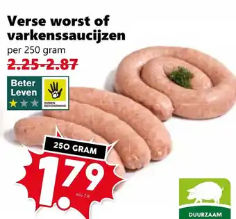 Coop Verse worst of varkenssaucijzen aanbieding