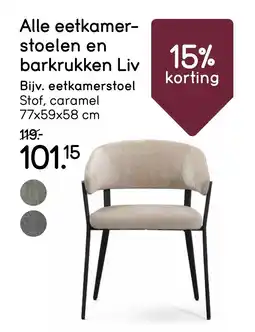 Leen Bakker Alle eetkamer stoelen en barkrukken Liv aanbieding