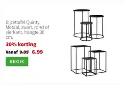 Intratuin Bijzettafel Quinty. Metaal, zwart, rond of vierkant, hoogte 30 cm. aanbieding