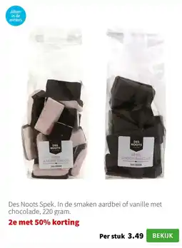 Intratuin Des Noots Spek. In de smaken aardbei of vanille met chocolade, 220 gram. aanbieding