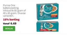 Intratuin Purina One kattenvoeding. Inhoud 8x 85 gram of 40 x 85 gram. Diverse varianten. aanbieding