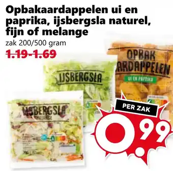 Coop Opbakaardappelen ui en paprika, ijsbergsla naturel, fijn of melange aanbieding