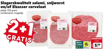 Coop Slagerskwaliteit salami, snijworst en/of Elzasser cervelaat aanbieding