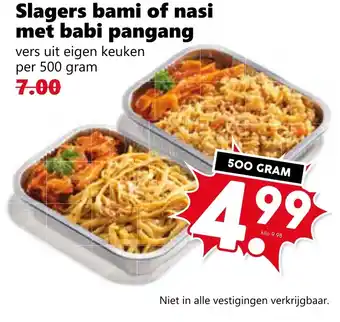 Coop Slagers bami of nasi met babi pangang aanbieding