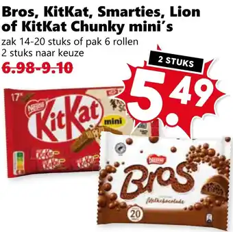 Coop Bros, KitKat, Smarties, Lion of KitKat Chunky mini's aanbieding