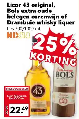 Coop Licor 43 original, Bols extra oude belegen corenwijn of Drambuie whisky liquer aanbieding