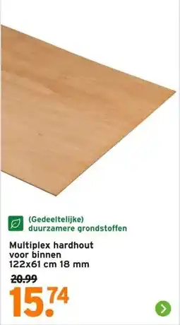 GAMMA Multiplex hardhout voor binnen aanbieding