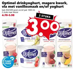 Coop Optimel drinkyoghurt, magere kwark, vla met vanillesmaak en/of yoghurt aanbieding