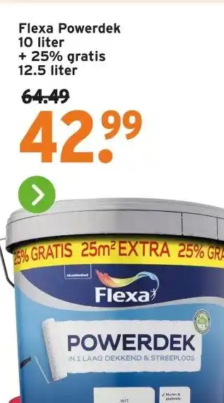 GAMMA Flexa Powerdek 10 liter+ 25% gratis aanbieding