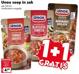 Coop Unox soep in zak aanbieding