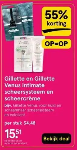 Etos Gillette en Gillette Venus intimate scheersysteem en scheercrème aanbieding
