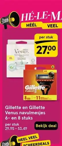 Etos Gillette en Gillette Venus navulmesjes 6- en 8 stuks aanbieding