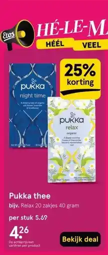 Etos Pukka thee aanbieding