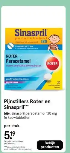 Etos Pijnstillers Roter en Sinaspril aanbieding