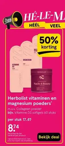 Etos Herbolist vitaminen en magnesium poeders aanbieding